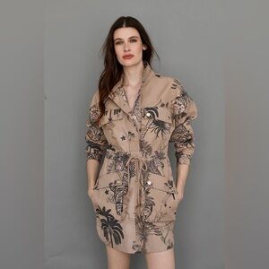 LAS SURENAS Toile De Jouy Short Dress